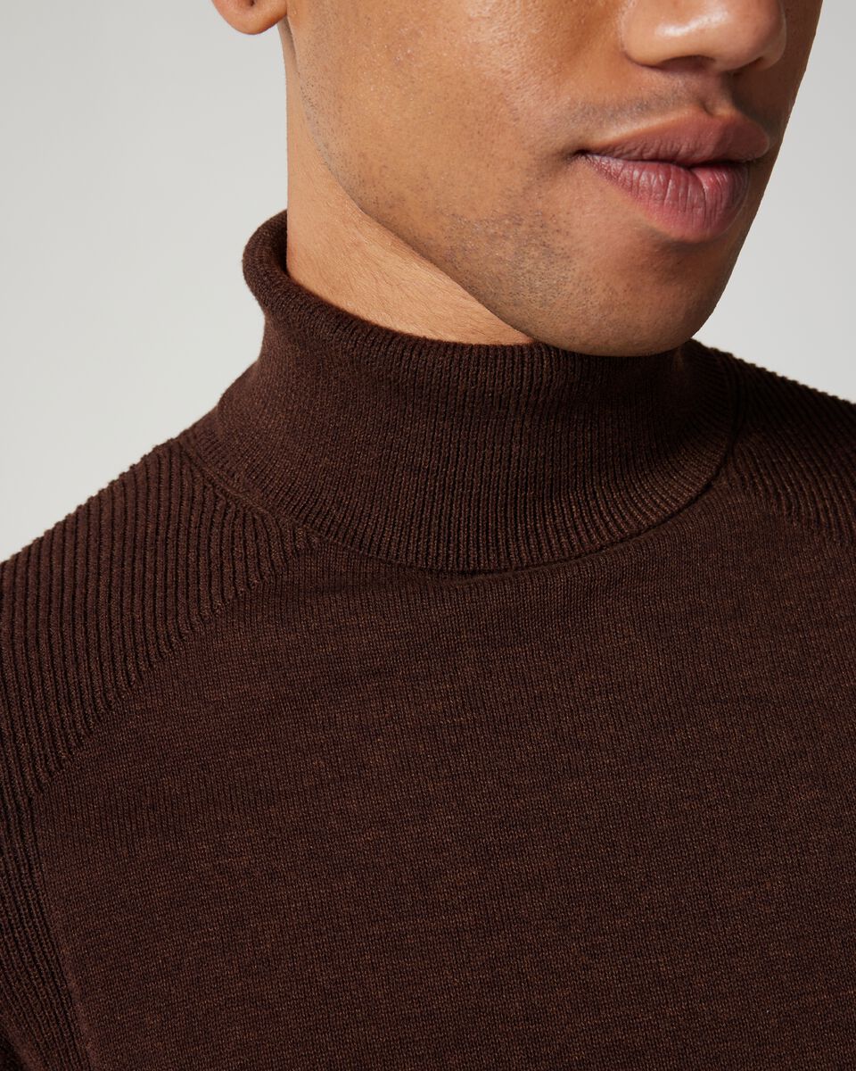 Roll Neck Knit With Rib Detail 
